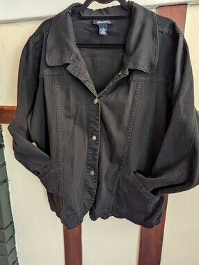 Denim & Co. Black Button-Front Jean Jacket 1X